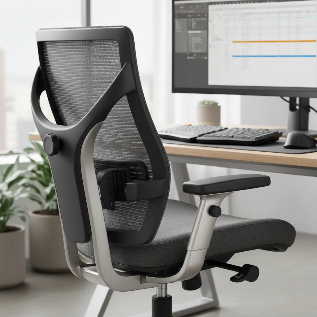 Ergonomic office chair with adjustable lumbar support and armrests