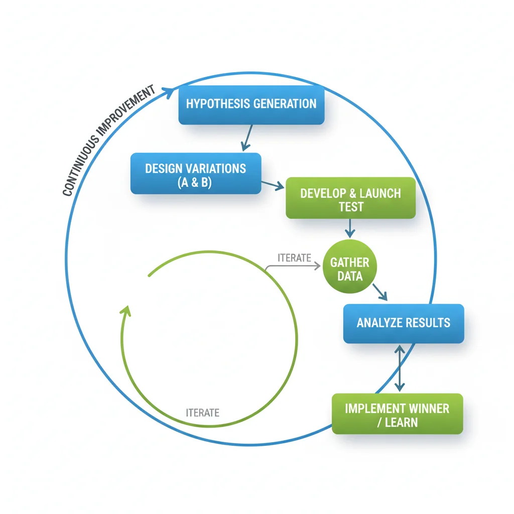 Flowchart illustrating the iterative process of agile A/B testing for continuous improvement.