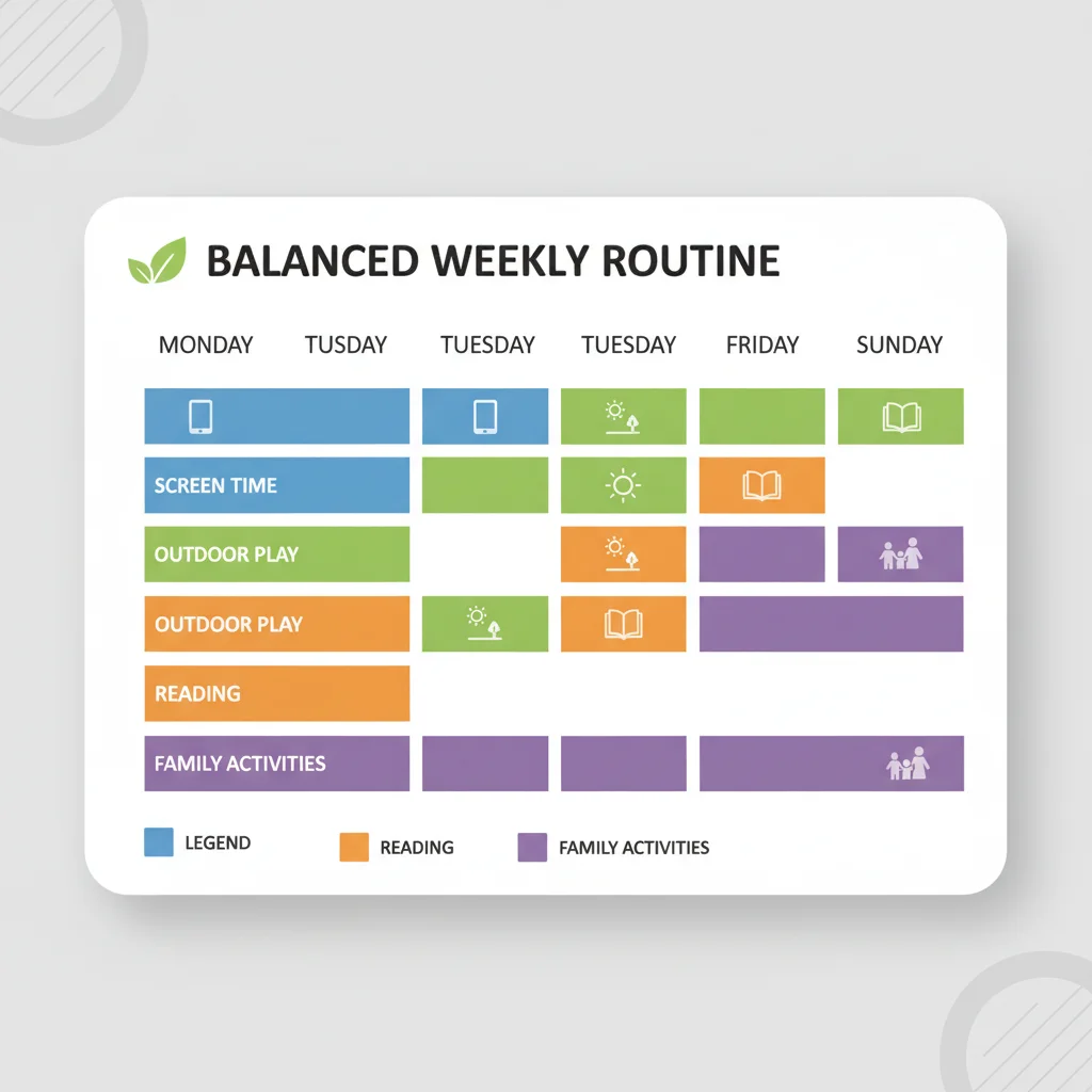 Infographic showing a balanced weekly schedule for children's activities