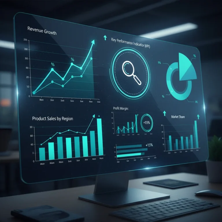 Dashboard showing positive growth trends with data analysis tools, symbolizing data-driven growth strategies.