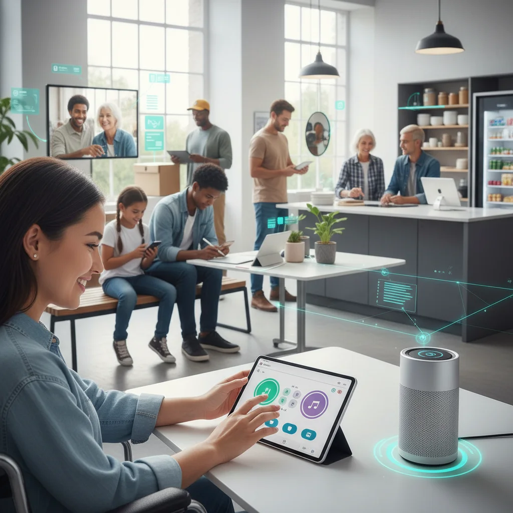 Diverse consumers engaging with multiple digital platforms, illustrating the pervasive nature of digital adoption in 2026.