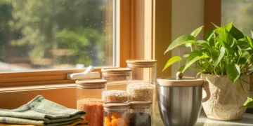 Eco-friendly kitchen with reusable items for sustainable living