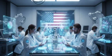 Navigating Biotech Regulations: 3 U.S. Updates for 2026 Scientists in a futuristic lab analyzing biotech innovations under U.S. regulatory oversight