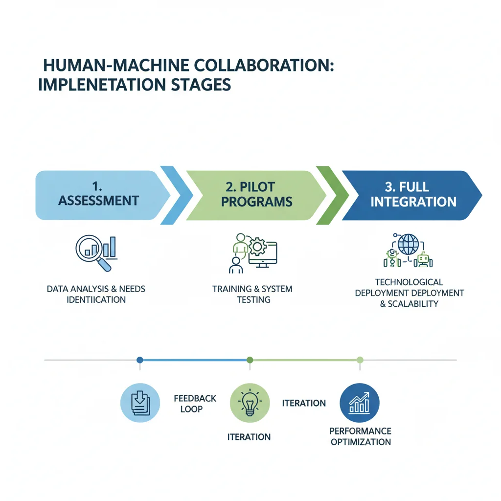 Infographic showing implementation stages of human-machine collaboration