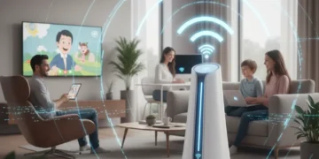 Boost Home Wi-Fi: 4 Proven Ways to Improve Connectivity by 20% Family enjoying seamless internet with a strong Wi-Fi signal in a modern home