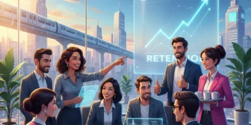 Boosting Employee Retention: 3 Innovative Strategies for the US Workforce in 2026 Diverse professionals collaborating in a modern office, representing innovative employee retention strategies for 2026.