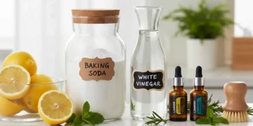 Eco-Friendly Home Cleaning: 6 Non-Toxic Alternatives for a Healthier 2026 Natural cleaning ingredients on a kitchen counter, symbolizing non-toxic home care.