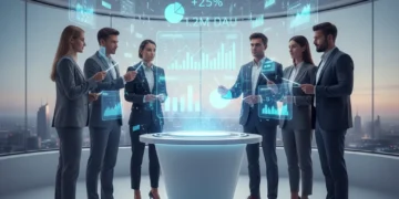 The 2026 Guide to Product-Led Growth: Boosting User Engagement by 35% in 90 Days Professionals analyzing holographic product growth data