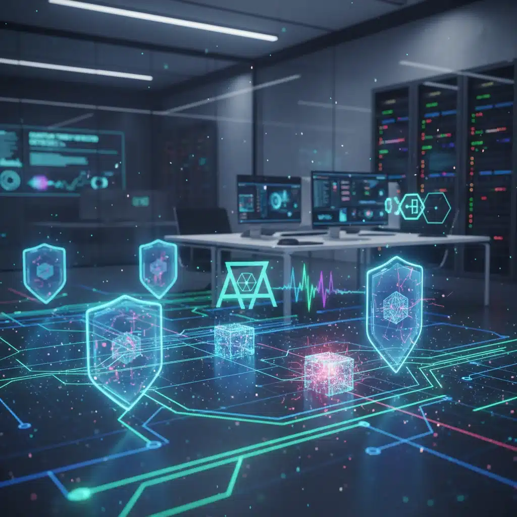 Encrypted data vulnerable to quantum attacks, depicting a network under threat