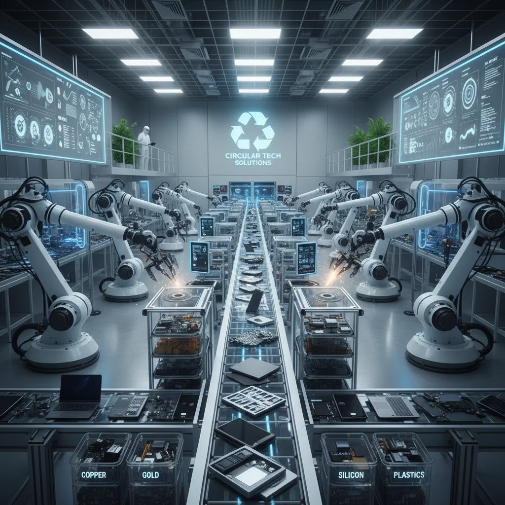 Robotics in action, demonstrating advanced electronic waste sorting for material recovery.