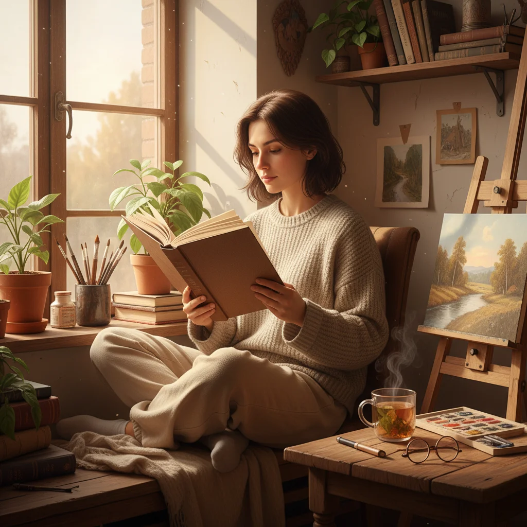Person painting, enjoying a screen-free hobby