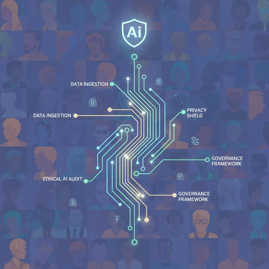 Secure data pipeline illustrating robust data governance and ethical AI implementation.