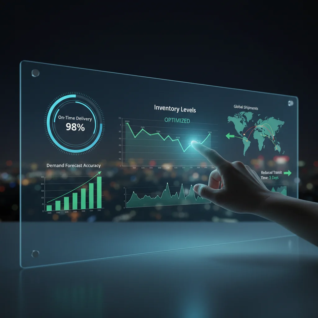 Interactive dashboard showcasing real-time supply chain performance metrics driven by predictive analytics.
