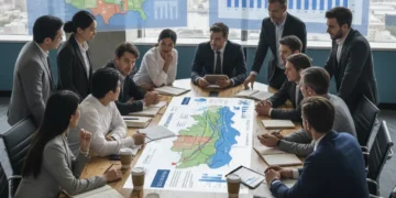 International business team strategizing for US market entry in 2026