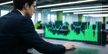 Scaling New Heights: Modern Growth Strategies for Business Insights A business professional analyzing real-time market data on a transparent digital screen in a modern office, showcasing dynamic growth insights and consumer behavior shifts.