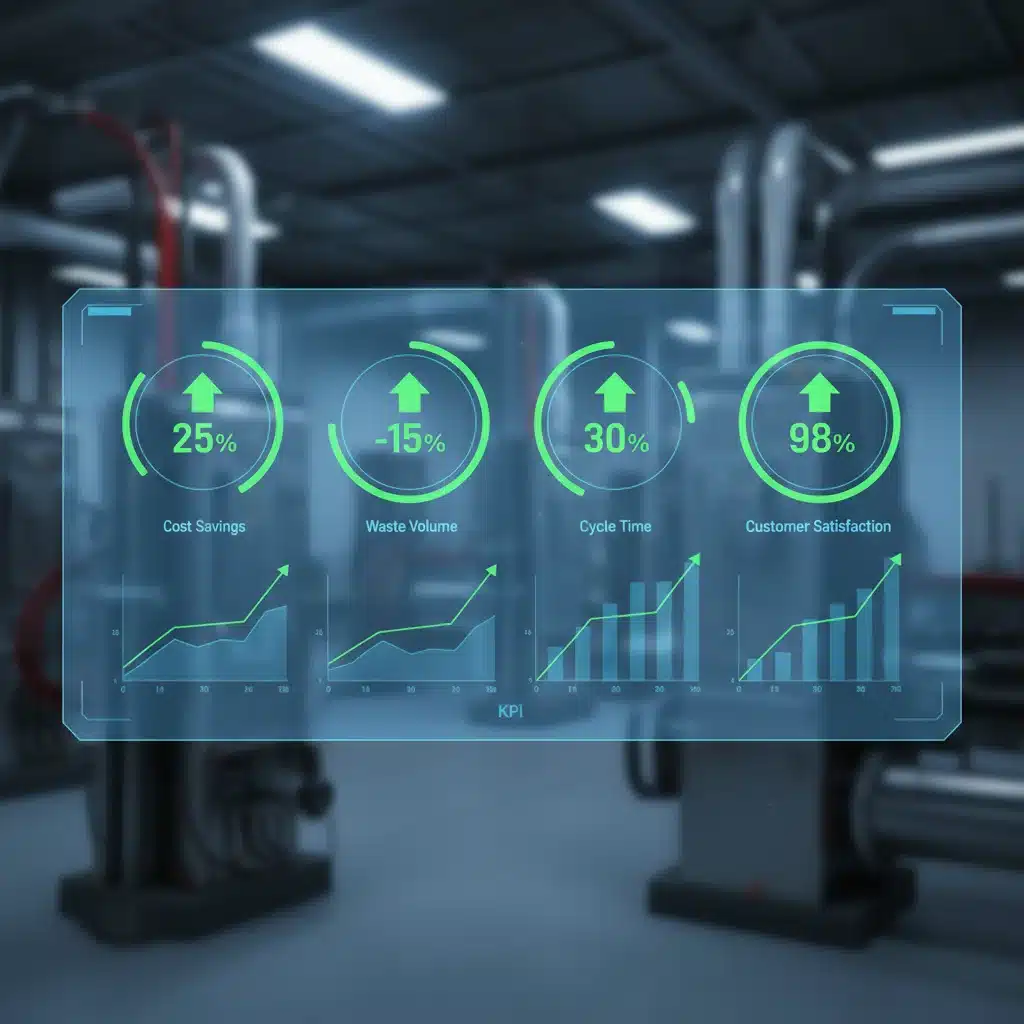 Digital dashboard showcasing key performance indicators and positive business metrics