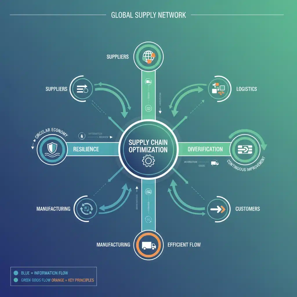 Infographic illustrating a resilient and diversified supply chain network.
