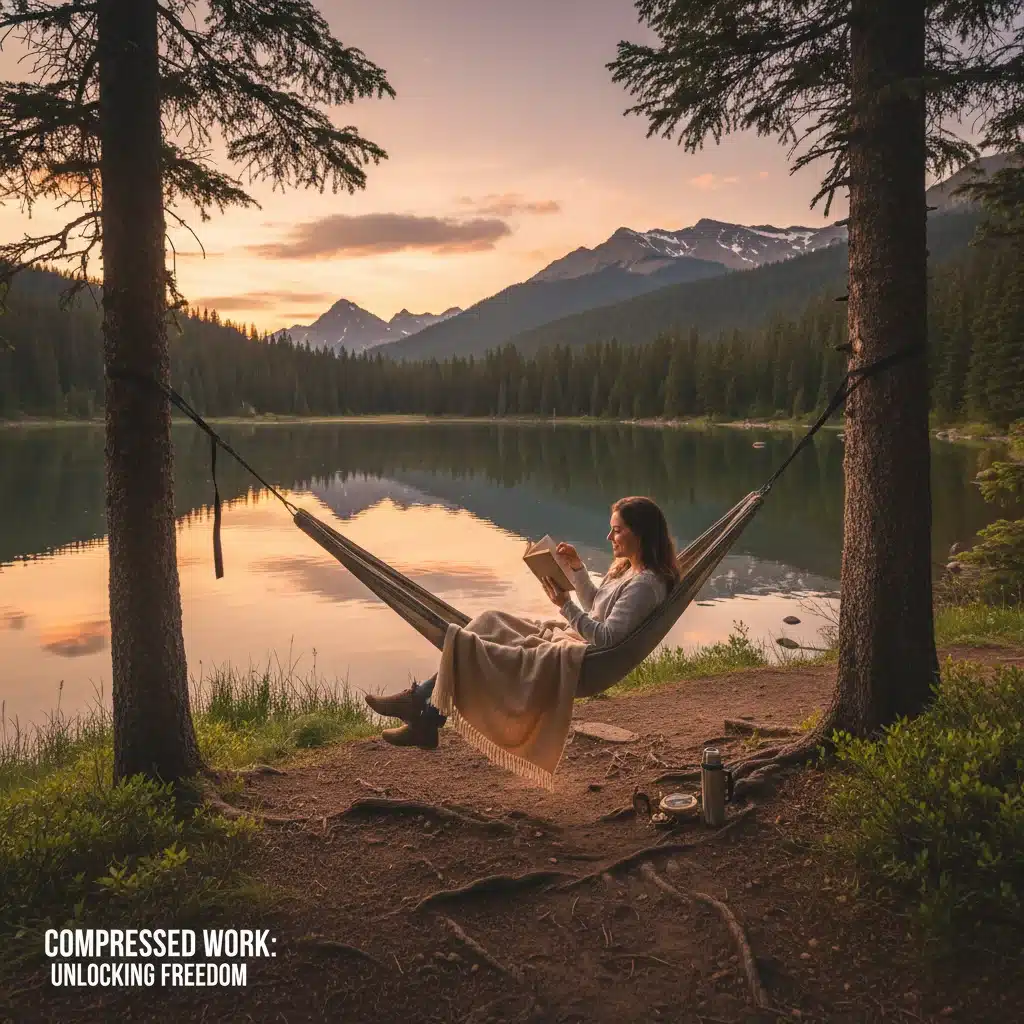 Person enjoying leisure time, representing improved work-life balance from a 4-day workweek.