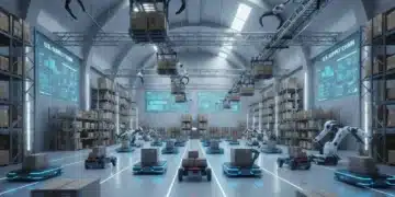 Advanced robotics optimizing logistics operations in a modern U.S. warehouse