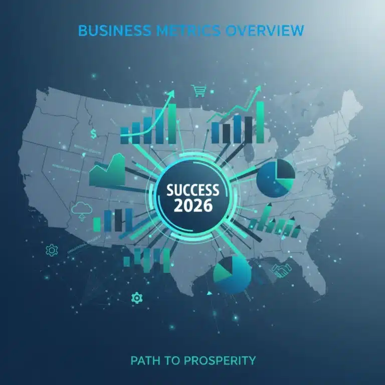 Infographic showing key business performance indicators for 2026 success in the US.