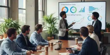 Professionals collaborating on strategic workforce planning data and future projections